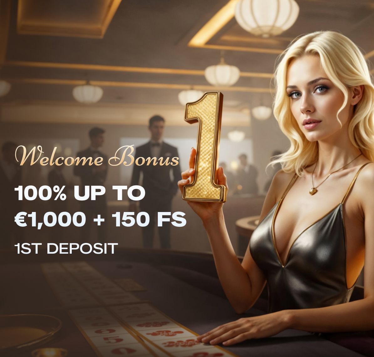 1er depot 100% jusqu'a €1,000 + 150 tours gratuits